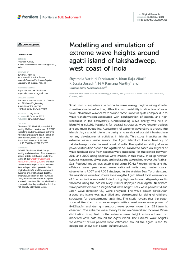 (PDF) Modelling and simulation of extreme wave heights around agatti ...