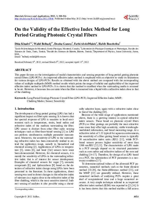 (PDF) On the Validity of the Effective Index Method for Long Period ...