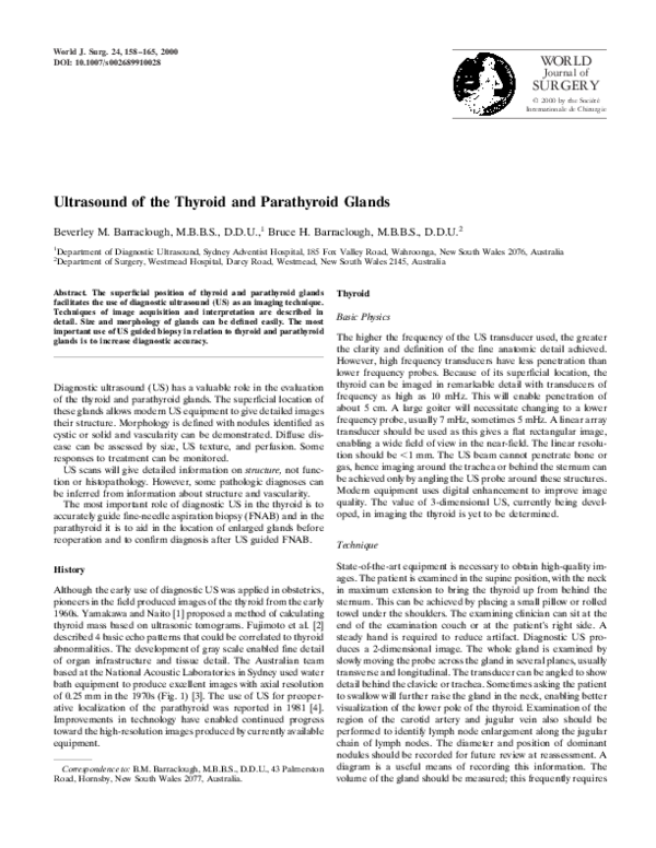 (PDF) Ultrasound of the Thyroid and Parathyroid Glands