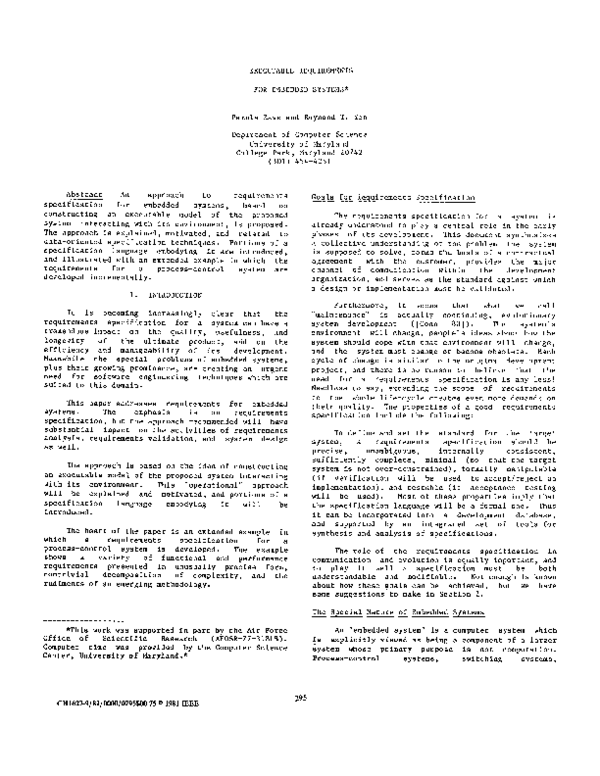 (PDF) Executable requirements for embedded systems