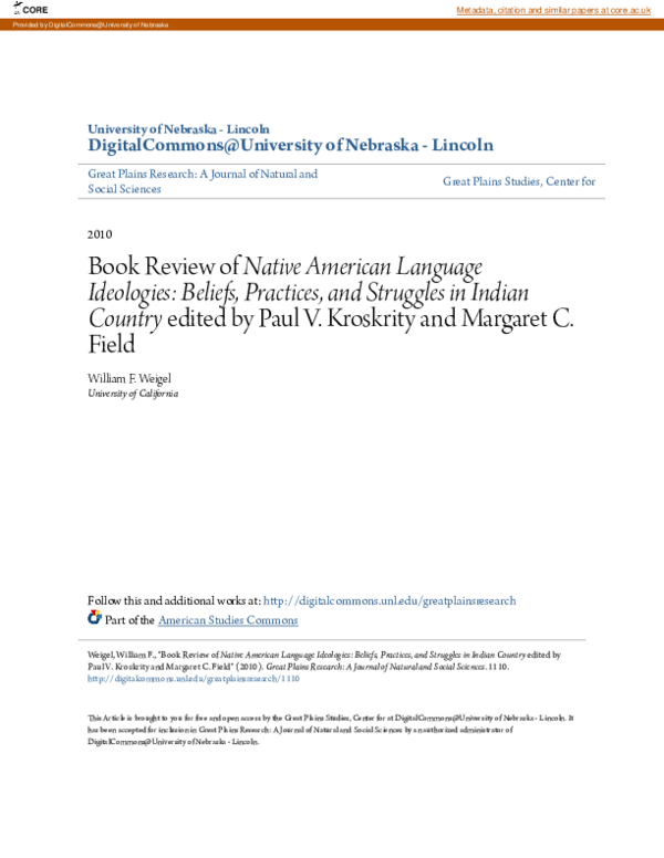 (PDF) Book Review of \u3ci\u3eNative American Language Ideologies ...