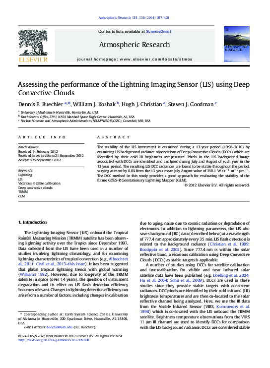 (PDF) Assessing the performance of the Lightning Imaging Sensor (LIS ...