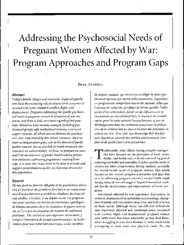 (PDF) Addressing the psychosocial needs of pregnant women affected by ...