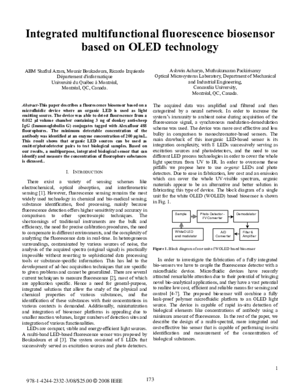 (PDF) Integrated multifunctional fluorescence biosensor based on OLED ...