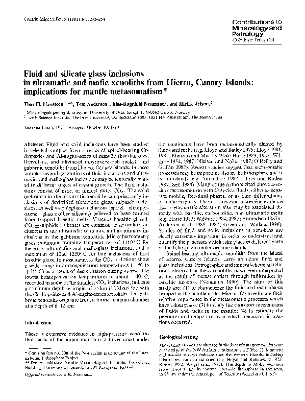 (PDF) Fluid and silicate glass inclusions in ultramafic and mafic ...