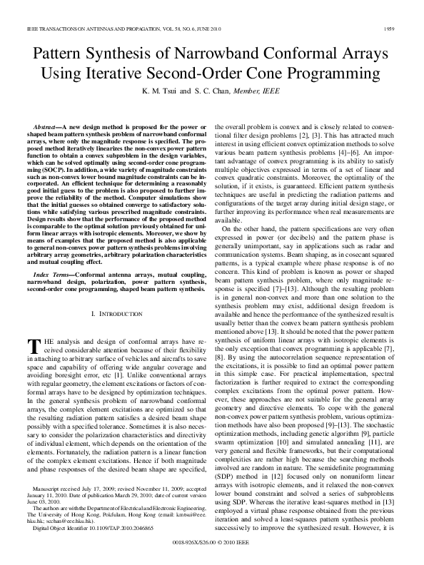 (PDF) Pattern Synthesis of Narrowband Conformal Arrays Using Iterative ...