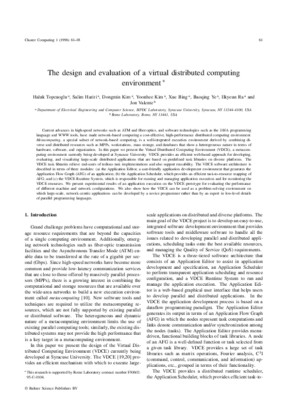 (PDF) The design and evaluation of a virtual distributed computing ...