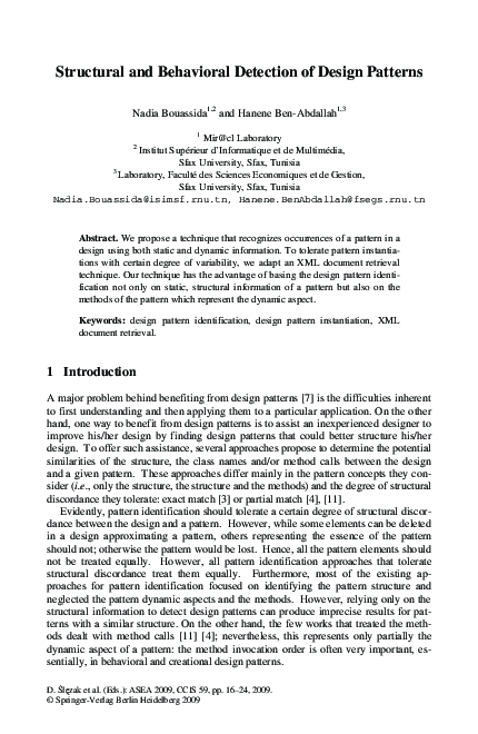 (PDF) Structural and Behavioral Detection of Design Patterns