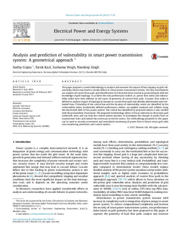 (PDF) Analysis and prediction of vulnerability in smart power ...