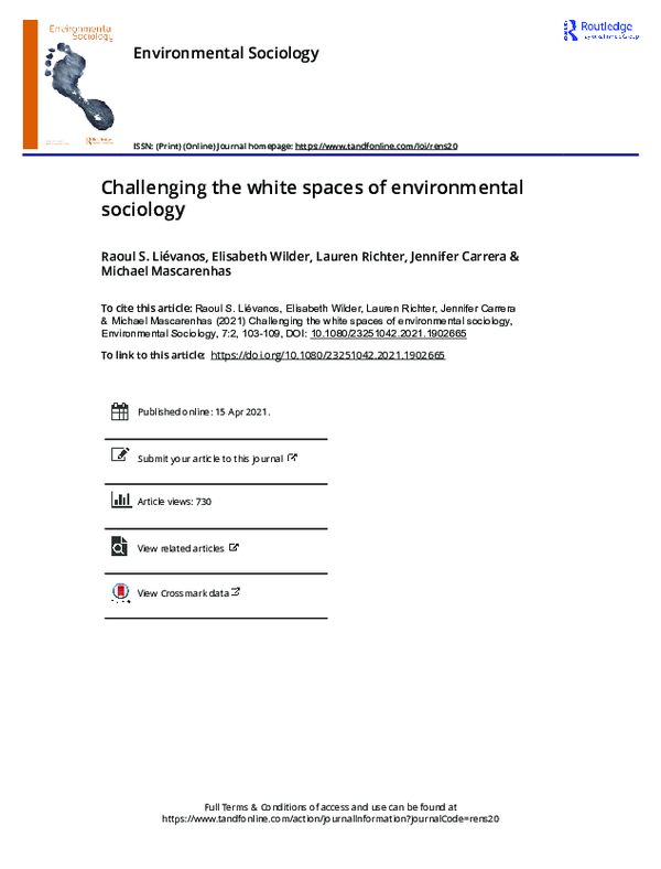 (PDF) Challenging the white spaces of environmental sociology