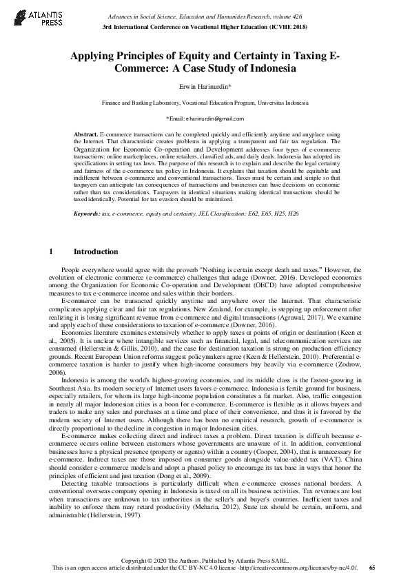 (PDF) Applying Principles of Equity and Certainty in Taxing E-Commerce ...