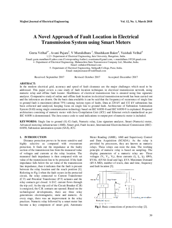 (PDF) A Novel Approach of Fault Location in Electrical Transmission ...