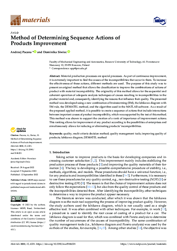 (PDF) Method of Determining Sequence Actions of Products Improvement ...
