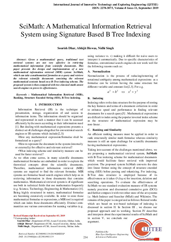 (PDF) SciMath: A Mathematical Information Retrieval System using ...