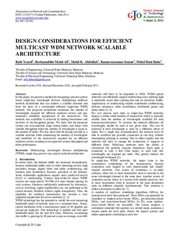 (PDF) Design Considerations for Efficient Multicast WDM Network ...
