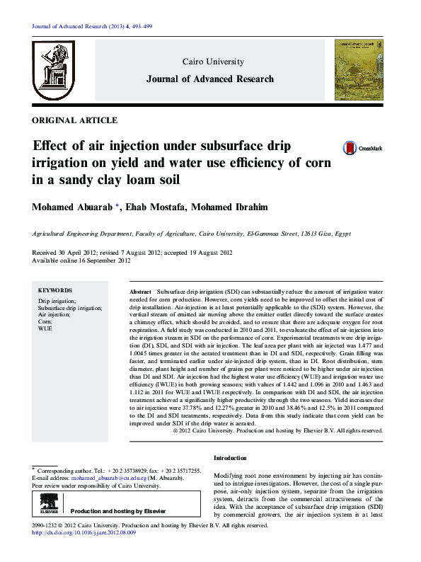 (PDF) Effect of air injection under subsurface drip irrigation on yield ...
