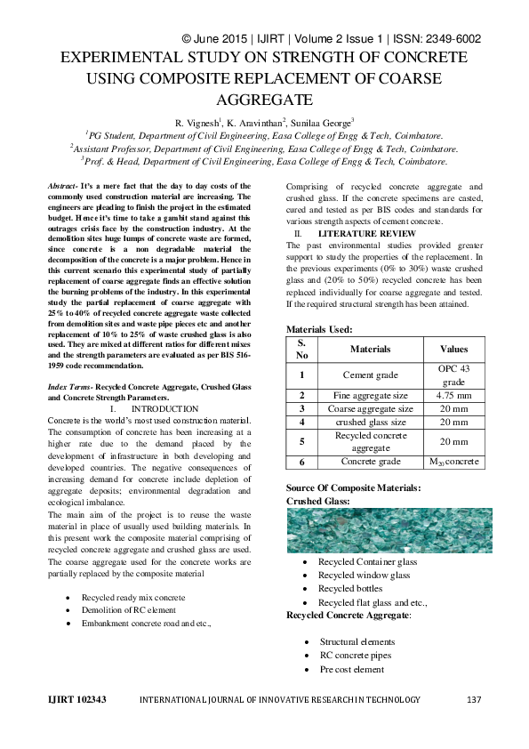 (PDF) Experimental Study on Strength of Concrete Using Composite ...