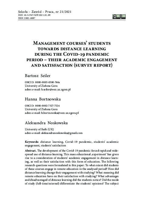 (PDF) Management courses' students towards distance learning during the ...