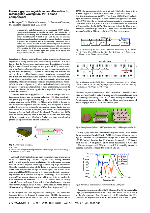 (PDF) Groove gap waveguide as an alternative to rectangular waveguide ...