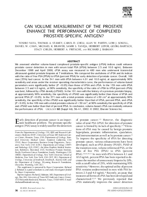 (PDF) Can volume measurement of the prostate enhance the performance of ...