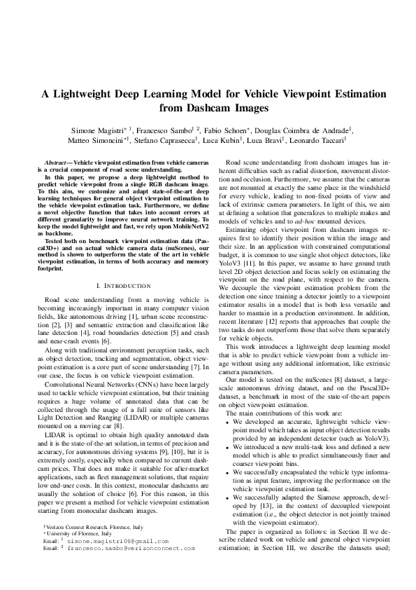 (PDF) A Lightweight Deep Learning Model for Vehicle Viewpoint ...