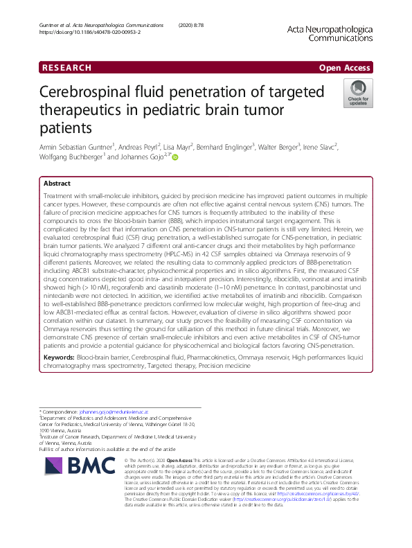 (PDF) Cerebrospinal fluid penetration of targeted therapeutics in ...