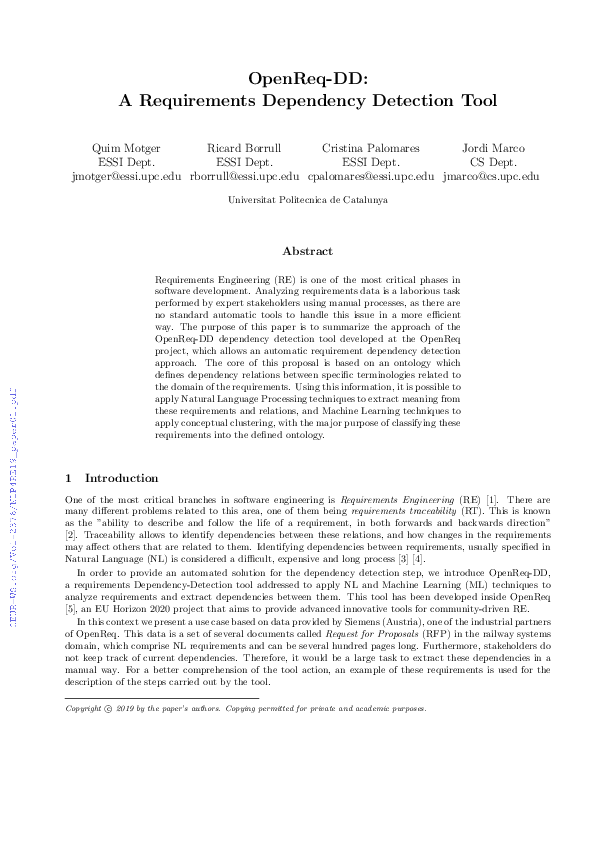 (PDF) OpenReq-DD: A. Requirements Dependency Detection Tool | Quim ...