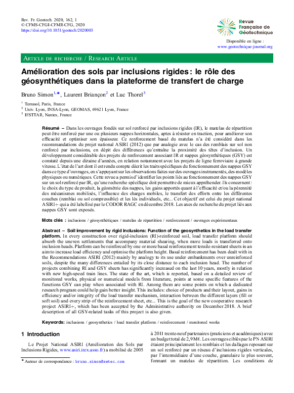 (PDF) Amélioration des sols par inclusions rigides : le rôle des ...