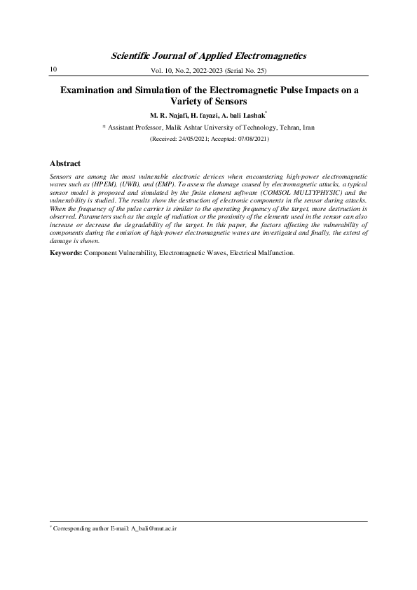 (PDF) Examination and Simulation of the Electromagnetic Pulse Impacts ...