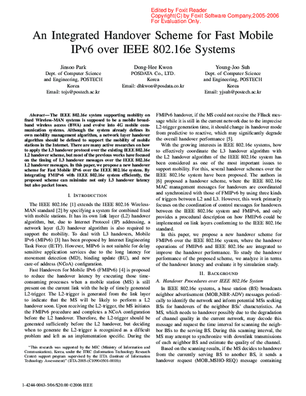 (PDF) An Integrated Handover Scheme for Fast Mobile IPv6 Over IEEE 802. ...