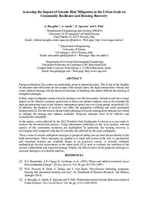 (PDF) Assessing the Impact of Seismic Risk Mitigation at the Urban ...