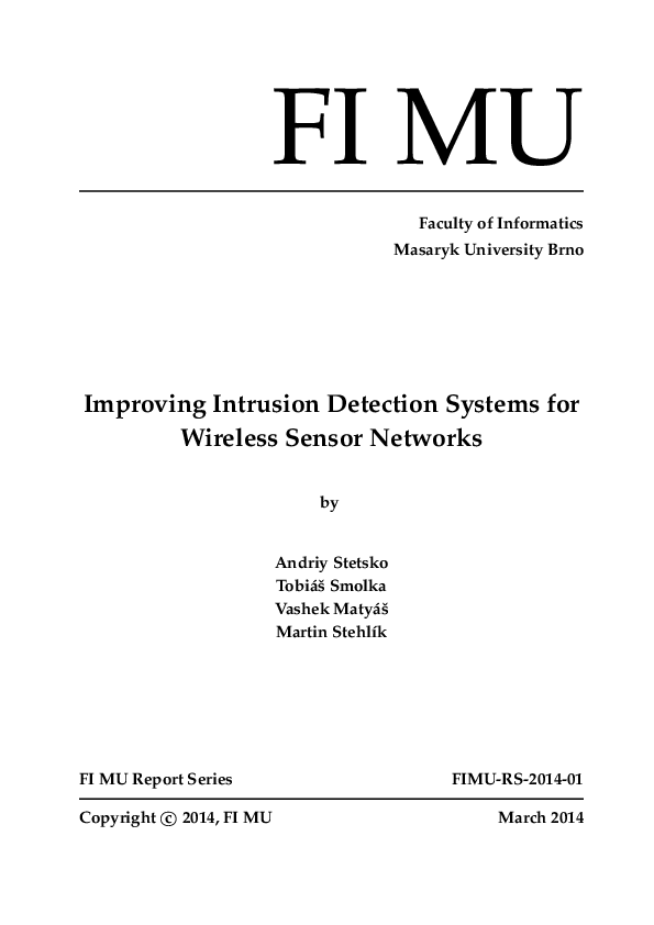(PDF) Improving Intrusion Detection Systems for Wireless Sensor Networks