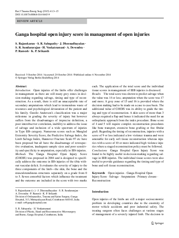 (PDF) Ganga hospital open injury score in management of open injuries