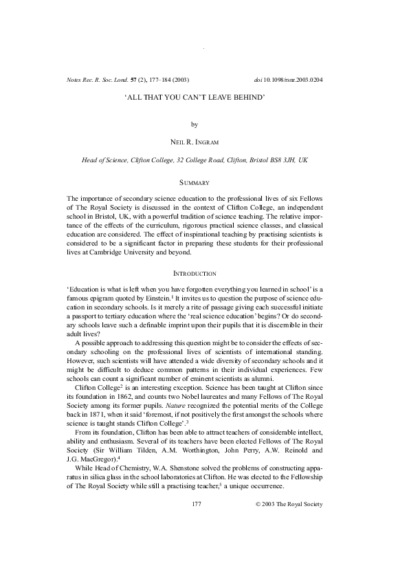 All that you can't leave behind