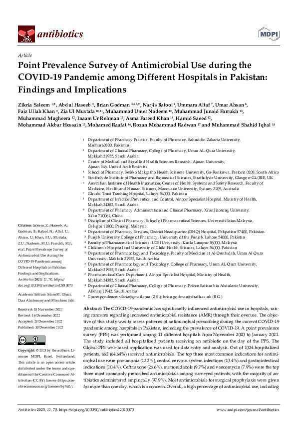 (PDF) Point Prevalence Survey of Antimicrobial Use during the COVID-19 ...
