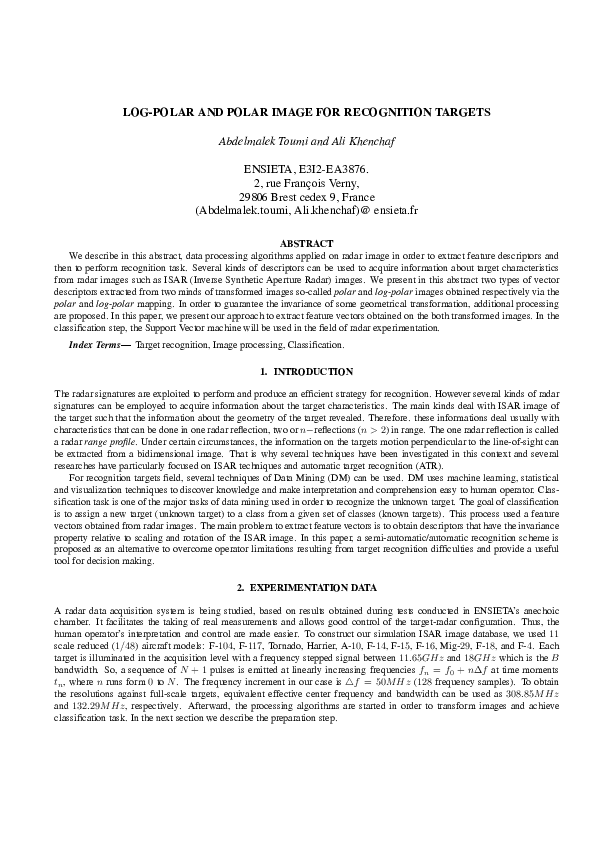 (PDF) Log-polar and polar image for recognition targets