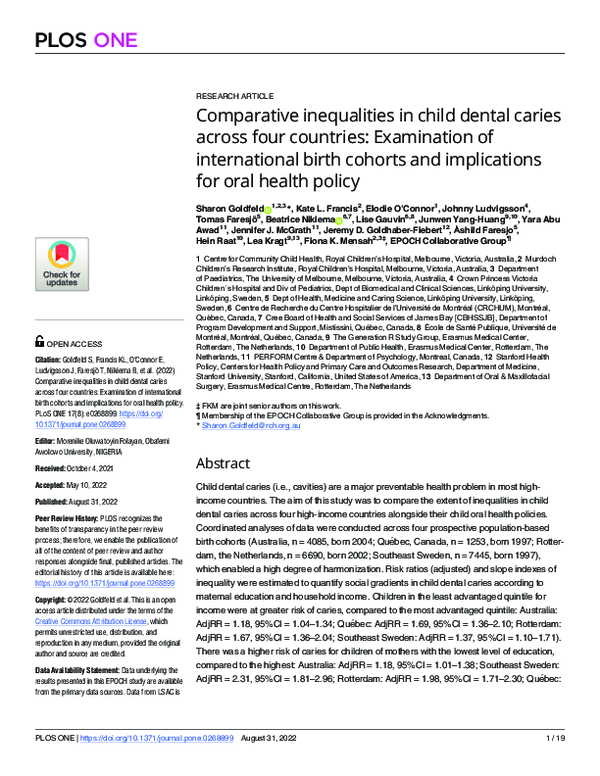 (PDF) Comparative inequalities in child dental caries across four ...