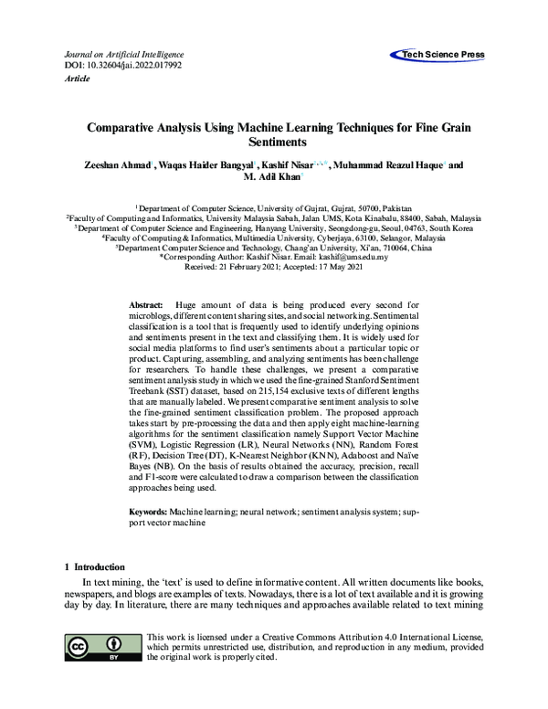 (PDF) Comparative Analysis Using Machine Learning Techniques for Fine ...