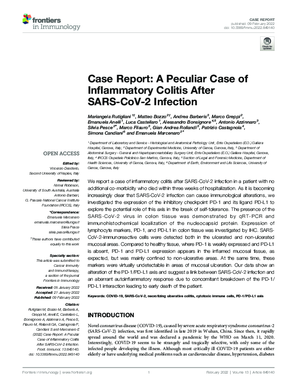 (PDF) Case Report: A Peculiar Case of Inflammatory Colitis After SARS ...