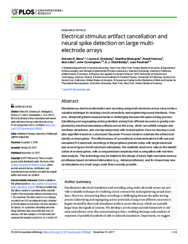 (PDF) Electrical Stimulus Artifact Cancellation and Neural Spike ...