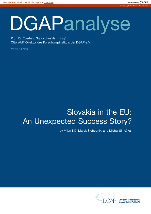 (PDF) Slovakia in the EU An unexpected success story?