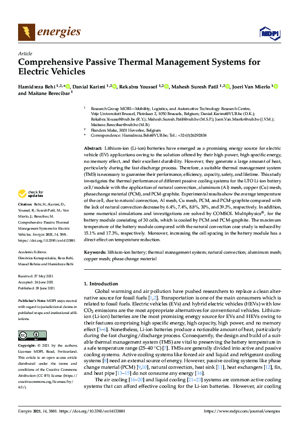 (PDF) Comprehensive Passive Thermal Management Systems for Electric ...