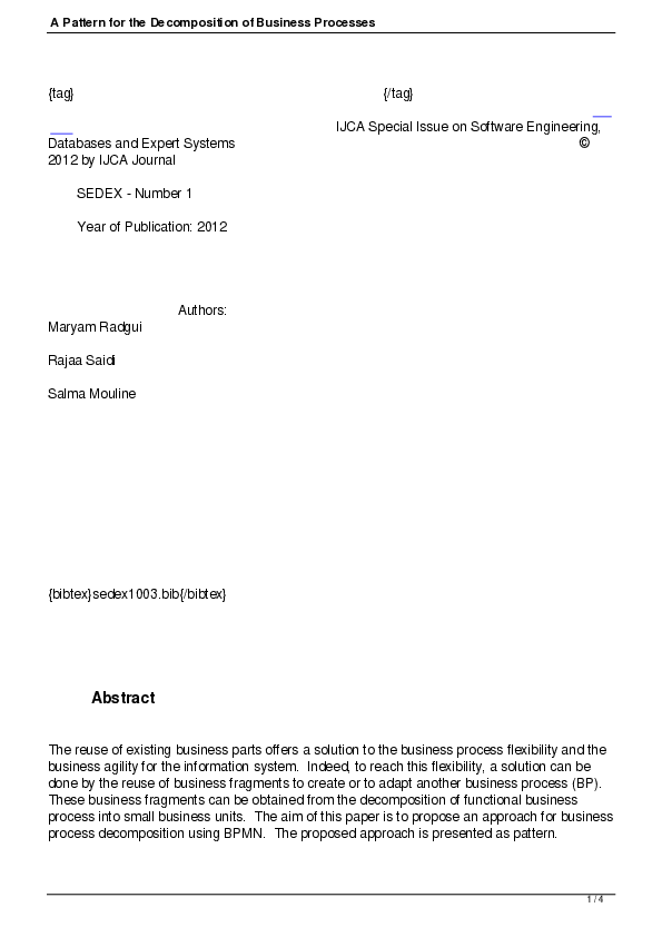 (PDF) A Pattern for the Decomposition of Business Processes