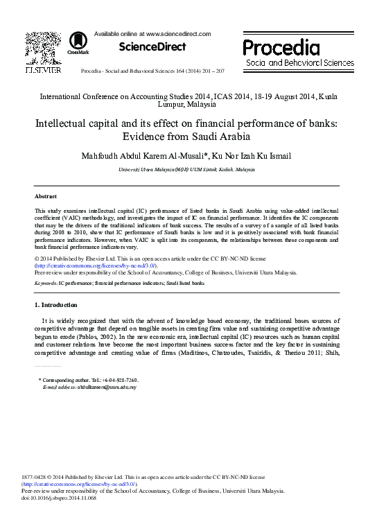 (PDF) Intellectual Capital and its Effect on Financial Performance of ...