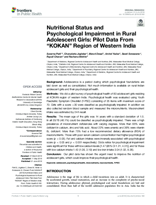 (PDF) Nutritional Status and Psychological Impairment in Rural ...