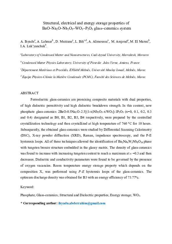 (PDF) Structural, elelectrical and energy storage properties of BaO ...