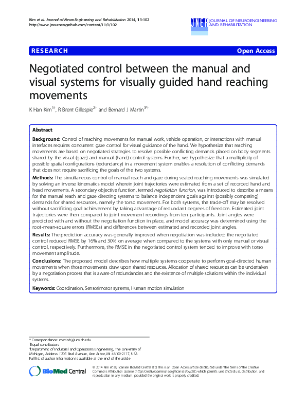 (PDF) Negotiated control between the manual and visual systems for ...