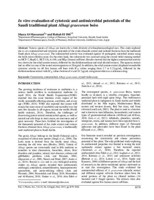 (PDF) In vitro evaluation of cytotoxic and antimicrobial potentials of ...