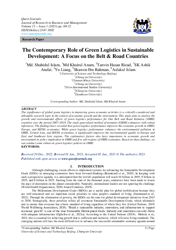 (PDF) The Contemporary Role of Green Logistics in Sustainable ...