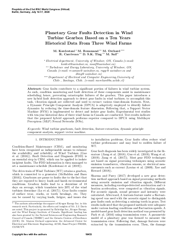 (PDF) Planetary Gear Faults Detection in Wind Turbine Gearbox Based on ...